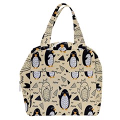 Hand Drawn Penguin Doodle Pattern Boxy Hand Bag by Vaneshart
