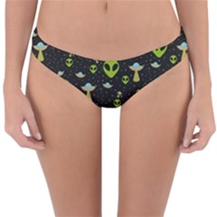 Alien Ufo Pattern Reversible Hipster Bikini Bottoms