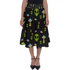 Alien Ufo Pattern Perfect Length Midi Skirt