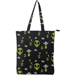 Alien Ufo Pattern Double Zip Up Tote Bag