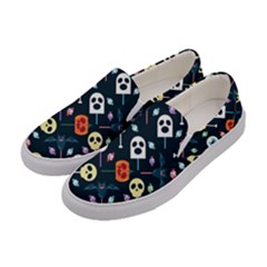 Halloween Candy Pattern Vector Women s Canvas Slip Ons by Vaneshart