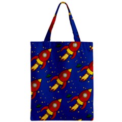 Space Rocket Pattern Zipper Classic Tote Bag