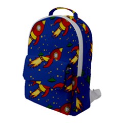Space Rocket Pattern Flap Pocket Backpack (large) by Vaneshart