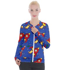 Space Rocket Pattern Casual Zip Up Jacket by Vaneshart