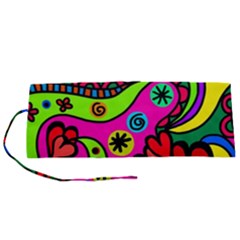 Seamless Doodle Roll Up Canvas Pencil Holder (s)