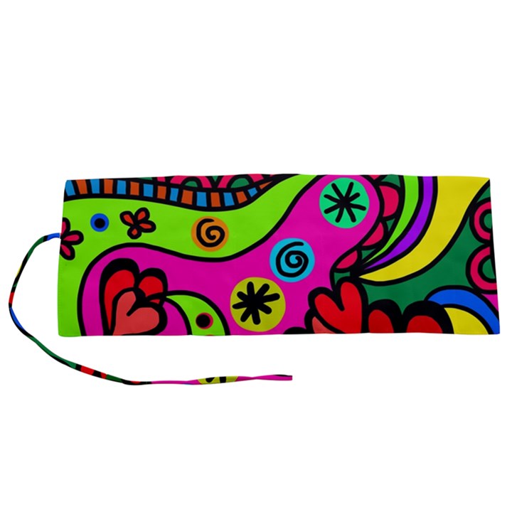 Seamless Doodle Roll Up Canvas Pencil Holder (S)