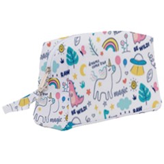 Colorful Doodle Animals Words Pattern Wristlet Pouch Bag (large) by Vaneshart