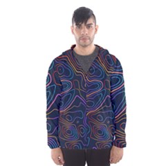 Topographic Colorful Contour Illustration Background Men s Hooded Windbreaker by Vaneshart