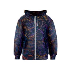 Topographic Colorful Contour Illustration Background Kids  Zipper Hoodie