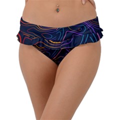 Topographic Colorful Contour Illustration Background Frill Bikini Bottom