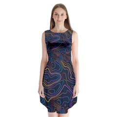 Topographic Colorful Contour Illustration Background Sleeveless Chiffon Dress  