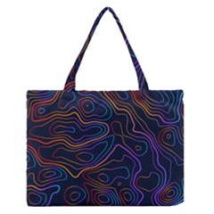 Topographic Colorful Contour Illustration Background Zipper Medium Tote Bag by Vaneshart