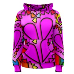 Stained Glass Love Heart Women s Pullover Hoodie by Vaneshart