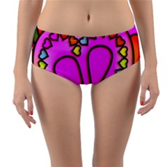 Stained Glass Love Heart Reversible Mid-waist Bikini Bottoms by Vaneshart