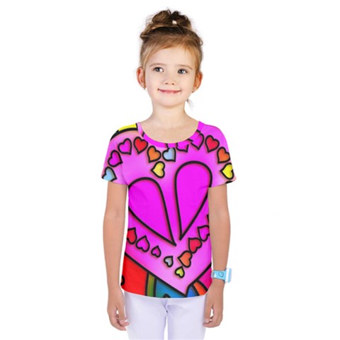 Stained Glass Love Heart Kids  One Piece Tee by Vaneshart