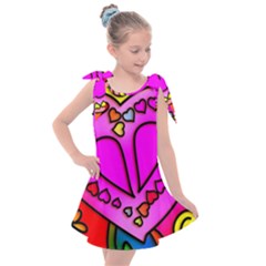 Stained Glass Love Heart Kids  Tie Up Tunic Dress by Vaneshart