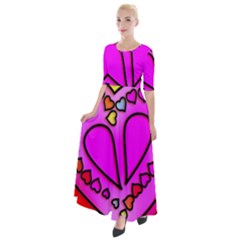 Stained Glass Love Heart Half Sleeves Maxi Dress by Vaneshart