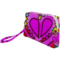 Stained Glass Love Heart Wristlet Pouch Bag (small) by Vaneshart