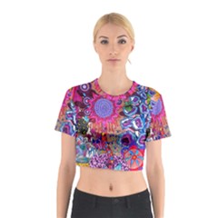 Red Flower Abstract  Cotton Crop Top by okhismakingart