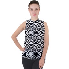 Hexagon Mock Neck Chiffon Sleeveless Top by impacteesstreetweareight