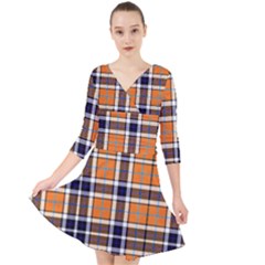 Tartans Yellow 34 Quarter Sleeve Front Wrap Dress by impacteesstreetwearfour