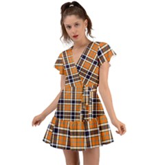 Tartans Yellow 34 Flutter Sleeve Wrap Dress by impacteesstreetwearfour