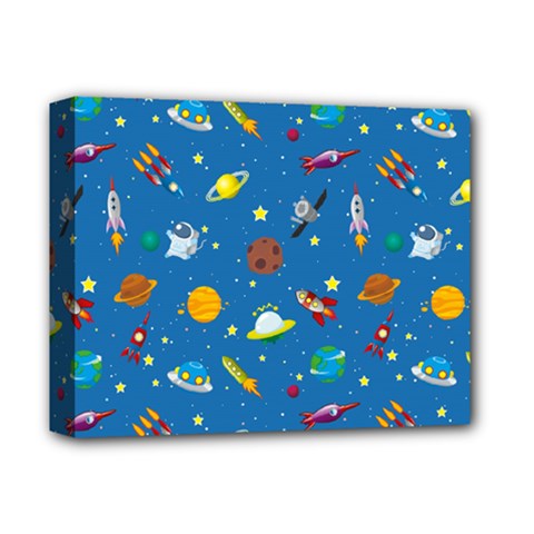 Space Rocket Solar System Pattern Deluxe Canvas 14  X 11  (stretched) by Vaneshart