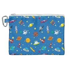 Space Rocket Solar System Pattern Canvas Cosmetic Bag (xl)