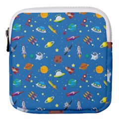 Space Rocket Solar System Pattern Mini Square Pouch by Vaneshart