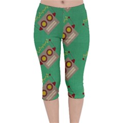 Toy Robot Velvet Capri Leggings  by Vaneshart