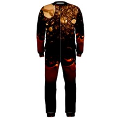 Water Drops Bubbles Macro Close Up Brown Onepiece Jumpsuit (men)  by Vaneshart