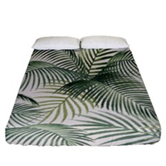 Vector Palm Leaves Pattern  Illustration Fitted Sheet (queen Size)