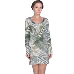 Vector Palm Leaves Pattern  Illustration Long Sleeve Nightdress