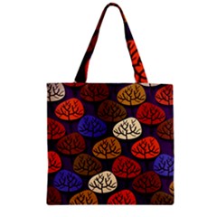 Tree Pattern Background Zipper Grocery Tote Bag by Vaneshart