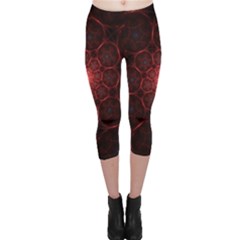 Fractal Spiral Depth Light Red Swirling Lines Capri Leggings 