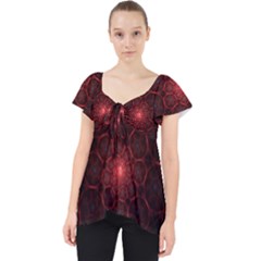 Fractal Spiral Depth Light Red Swirling Lines Lace Front Dolly Top by Vaneshart