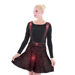 Fractal Spiral Depth Light Red Swirling Lines Suspender Skater Skirt