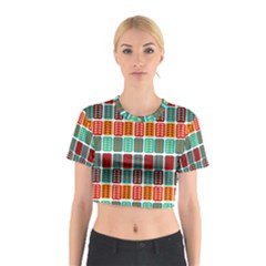 Bricks Abstract Seamless Pattern Cotton Crop Top