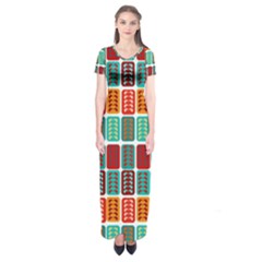 Bricks Abstract Seamless Pattern Short Sleeve Maxi Dress