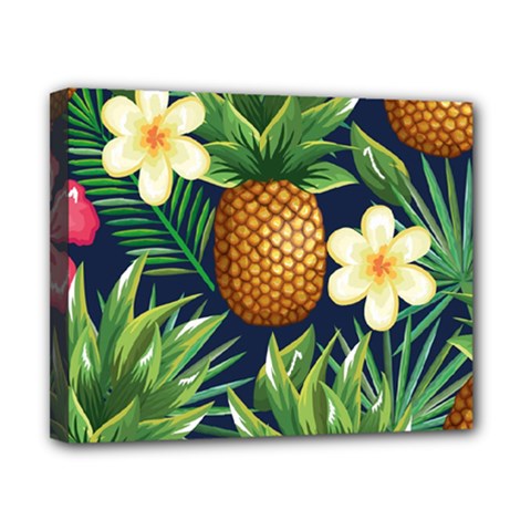 Tropical Pattern Pineapple Flowers Floral Fon Tropik Ananas Canvas 10  X 8  (stretched) by Vaneshart