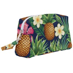 Tropical Pattern Pineapple Flowers Floral Fon Tropik Ananas Wristlet Pouch Bag (large) by Vaneshart