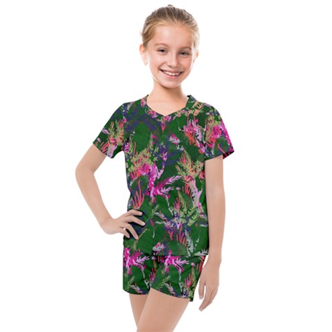 Vibrant Tropical Kids  Mesh Tee And Shorts Set by Vaneshart