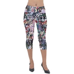 Graffiti Wall Background Lightweight Velour Capri Leggings  by Vaneshart