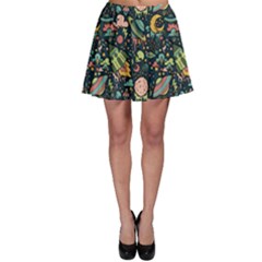 Texture Patterns Aliens Rockets Space Skater Skirt by Vaneshart