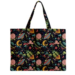 Texture Patterns Aliens Rockets Space Zipper Mini Tote Bag by Vaneshart