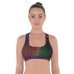 Abstract Colorful Pieces Mosaics Cross Back Sports Bra