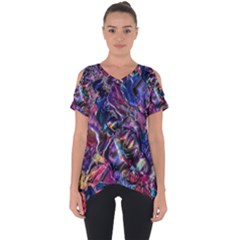 Multicolored Abstract Painting Cut Out Side Drop Tee