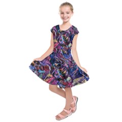 Multicolored Abstract Painting Kids  Short Sleeve Dress