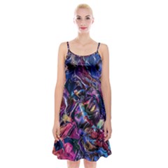 Multicolored Abstract Painting Spaghetti Strap Velvet Dress by Vaneshart