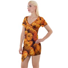 Mini Pumpkins Short Sleeve Asymmetric Mini Dress by bloomingvinedesign